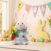 Holding Carrot Easter Rabbit Ornaments Plush Cartoon Rabbit Doll  Festival Decoration
