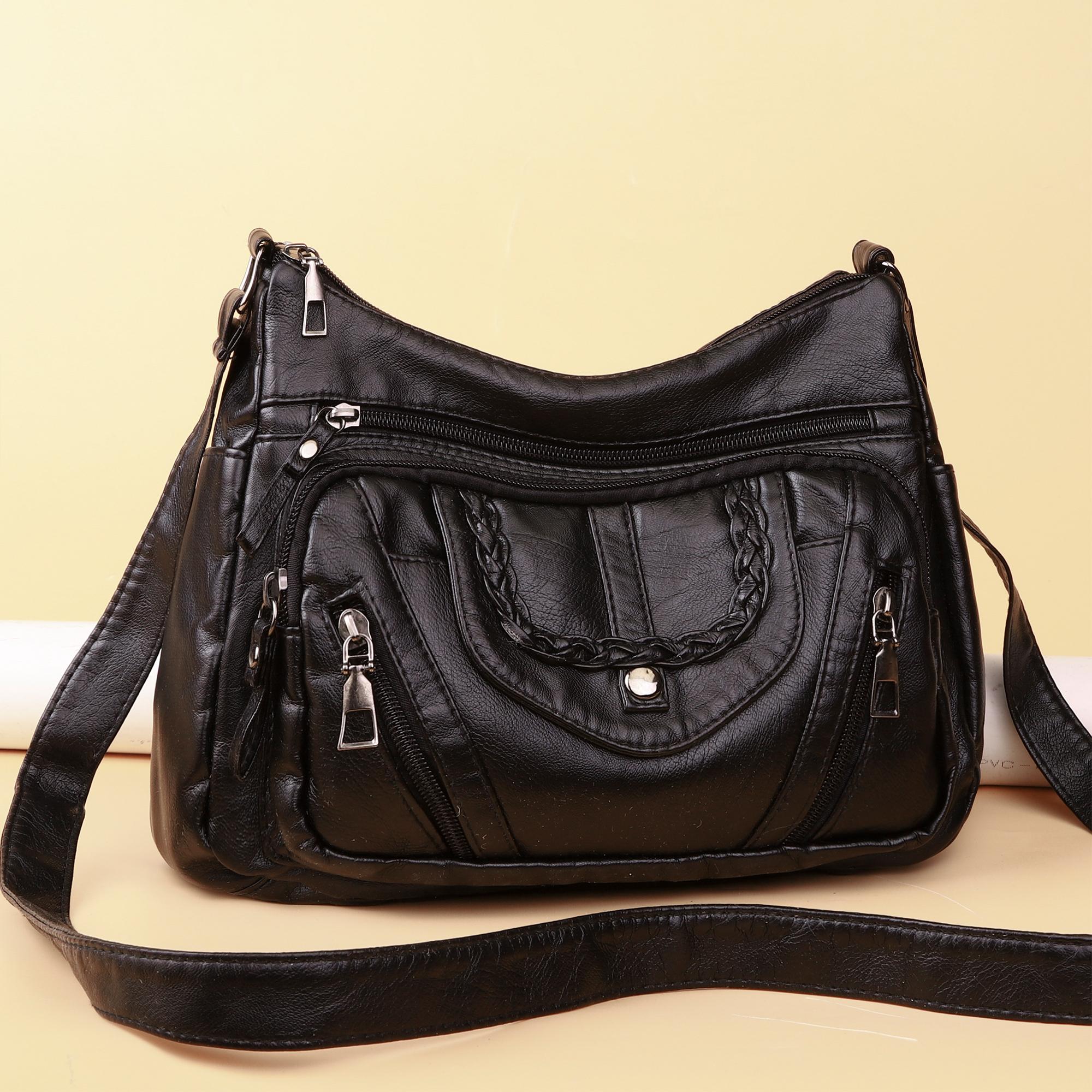 

2025 Лето Женские Сумки Кроссбоди и Наплечные из ПУ Кожи, Многокарманные Женские Роскошные Кошельки и Сумки, Женская Сумка чёрный