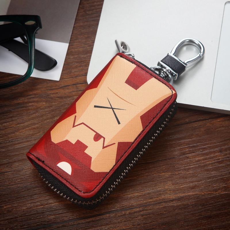 Cute Cartoon Key Bag Men Women PU Leather Key Holder for Car Metal Key Chain Creative Mini Zip Coin Purse Car Key Case Cover
