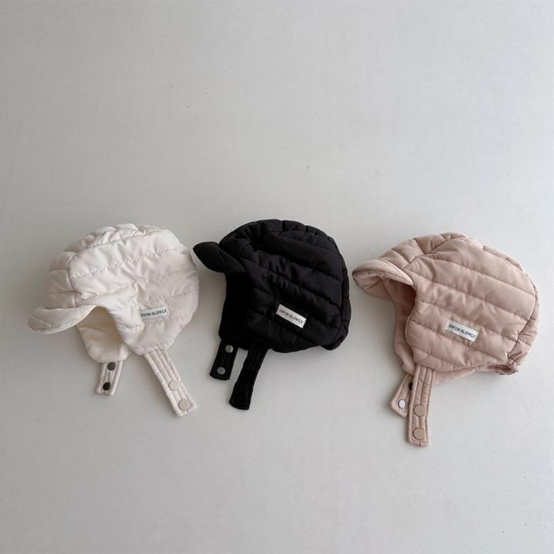 Stylish Baby Hat Autumn Winter Warm Pilot Beanie Cap Cotton Earflap Bonnet Hat Solid Windproof Headwear for 1-4 Years