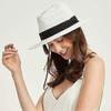 Straw Hat Ladies Summer Beach Sun Hat Wide Brim Fedora, White