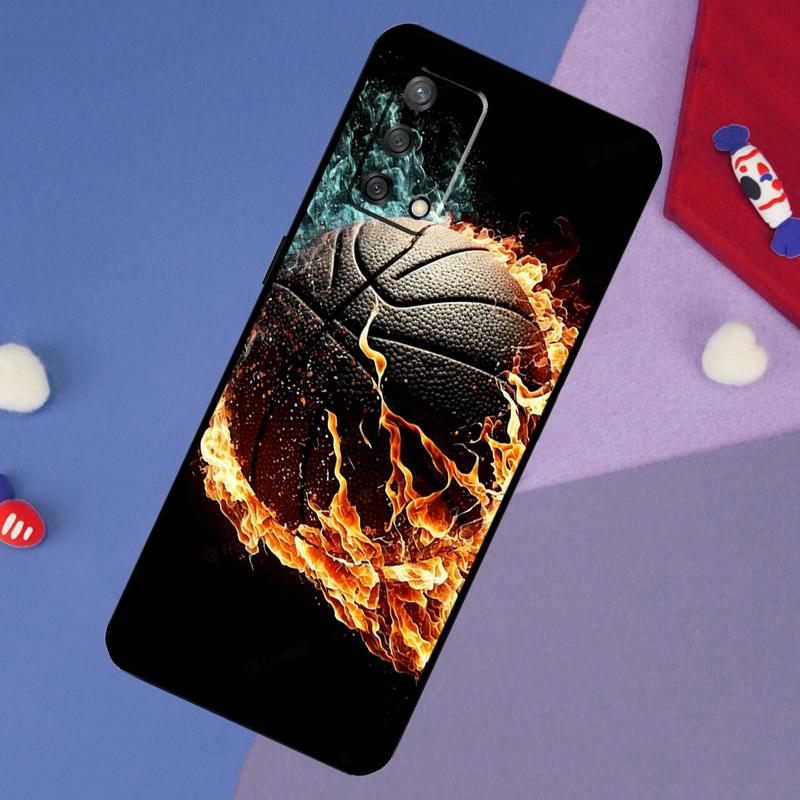 Basketball On Fire Case For Oppo A17 A60 A40 A80 A16 A76 A96 A98 A58 A78 A18 A38 A57 A74 A54 A94 A15 A5 A6 Pro