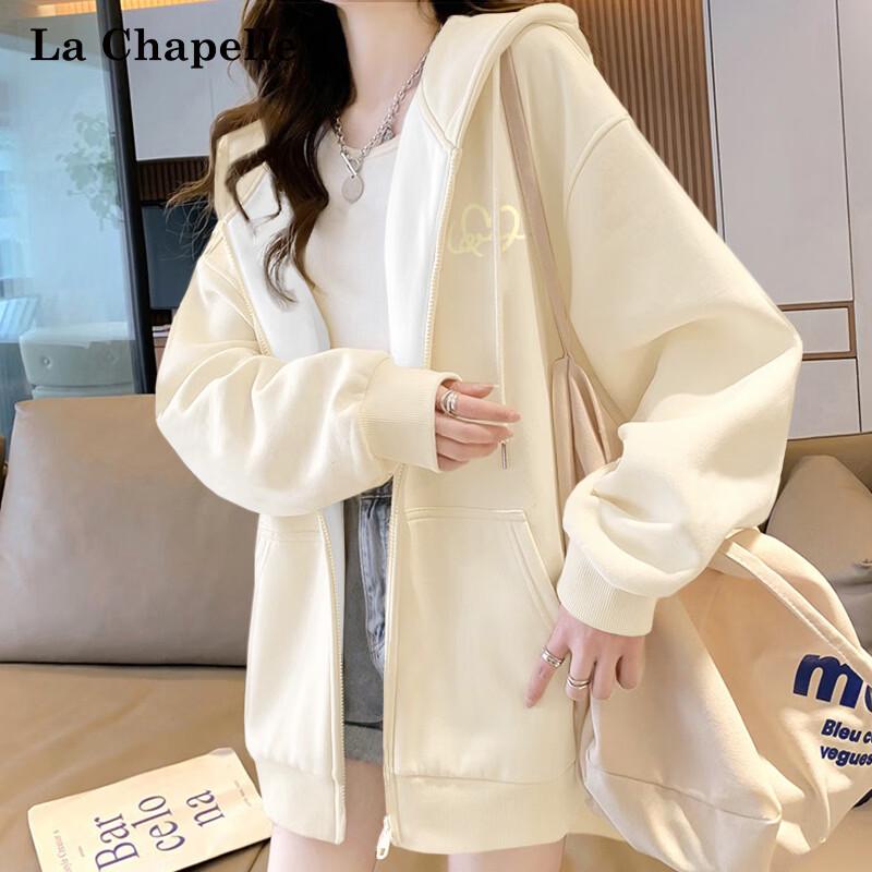 La Chapelle Women's Hooded Loose Casual Cardigan Sweatshirt