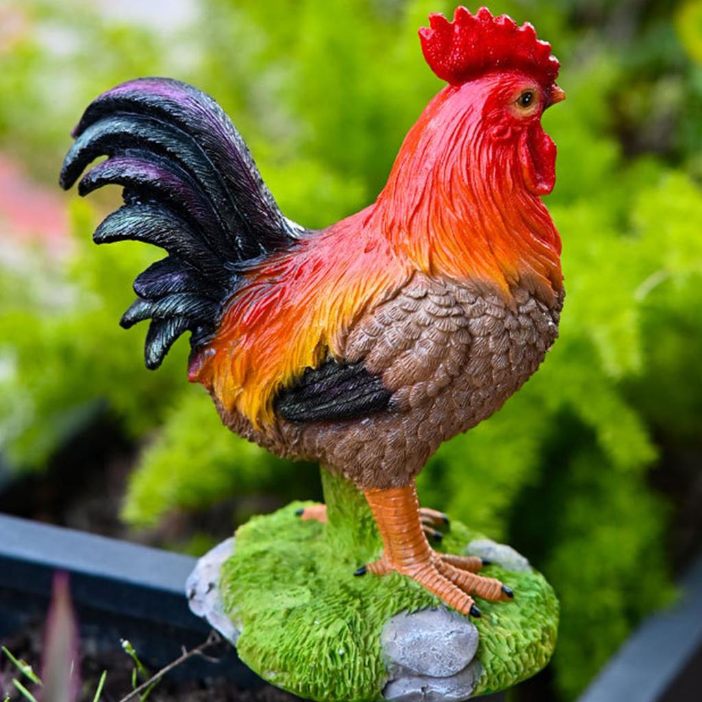 Rooster Statue Water Proof Sun Proof Vibrant Colors Lifelike Resin Rooster Sculpture for Indoor Outdoor Decor Hand