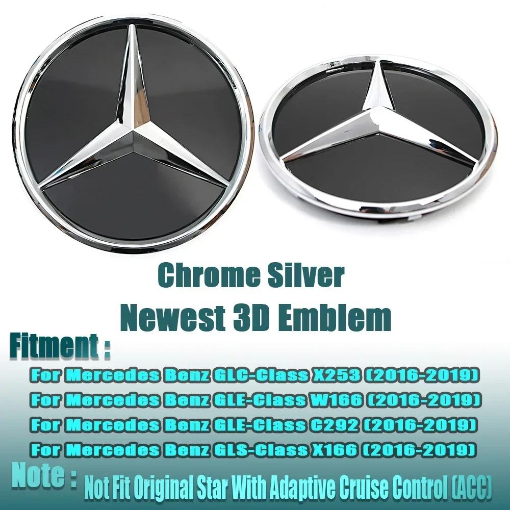 Autoaufkleber Für Mercedes Benz Silberner Rand Neuestes 3D-Stil Emblem Für Mercedes Benz GLC X253 GLE W166 C292 GLS X166 OE-Stil Em