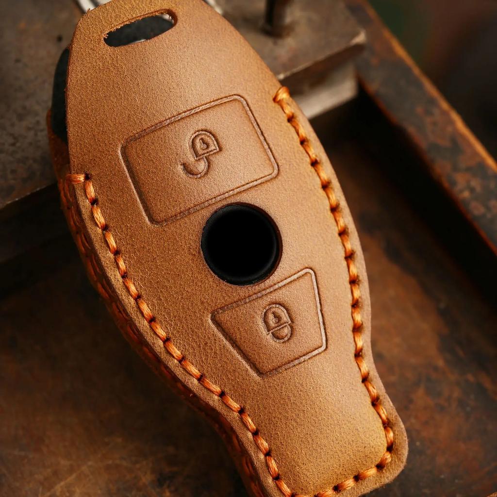 2/3 Bottons Genuine Leather Auto Key Fob Cover Case Fit For Mercedes Benz W204 W463 W176 W251 W205 A200 A260 A C R G Class Gla Cla Glk Glc Cls
