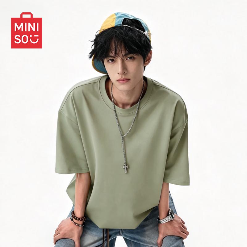 MINISO Men s Summer Pure Cotton Loose Fit Round Neck T-Shirt 2XL