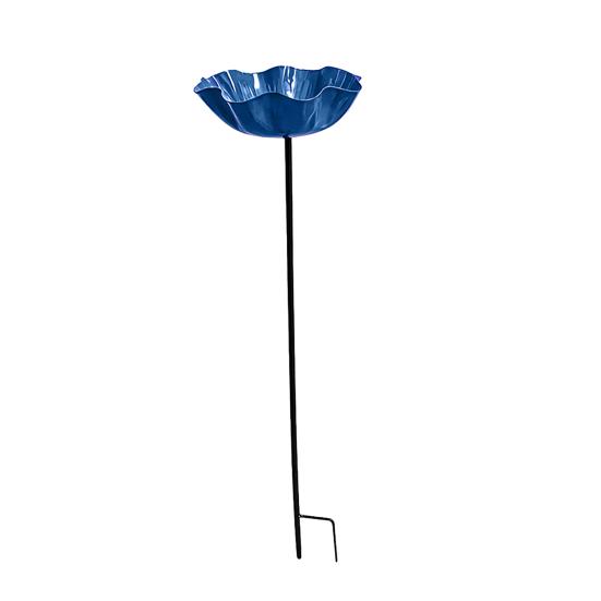 

Handmade Metal Bird Feeder Garden Stake with Pollinator Water Station Bird Bath for Water темно-синий
