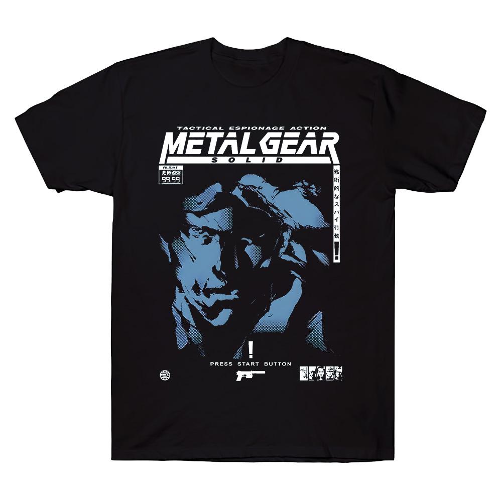 

Унисекс футболка Metal Gear Solid Винтажная с коротким рукавом с круглым вырезом Хлопковые футболки Удобная повседневная одежда XS чёрный