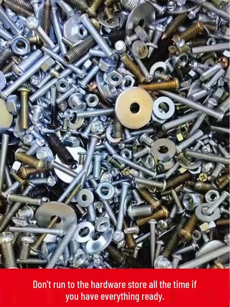 DIY Mixed Set: Screws, Nuts, Bolts, Caps, Round Head Screws, Flat Washers for Household Repair