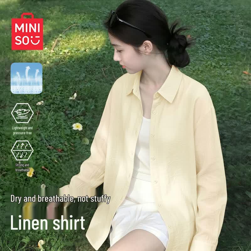 MINISO Women s Linen Blend Casual Shirt XL