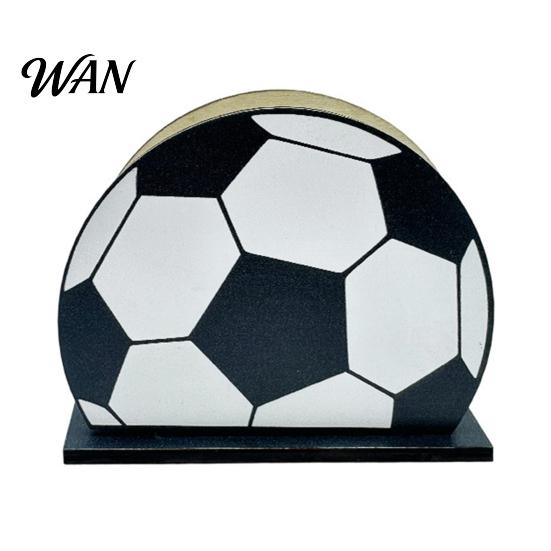 One-hand Paper Towel Dispenser Sports Ball Napkin Holder for Table, Freestanding Wooden Dispenser, Football Tabletop Tissue Theme Birthday Party