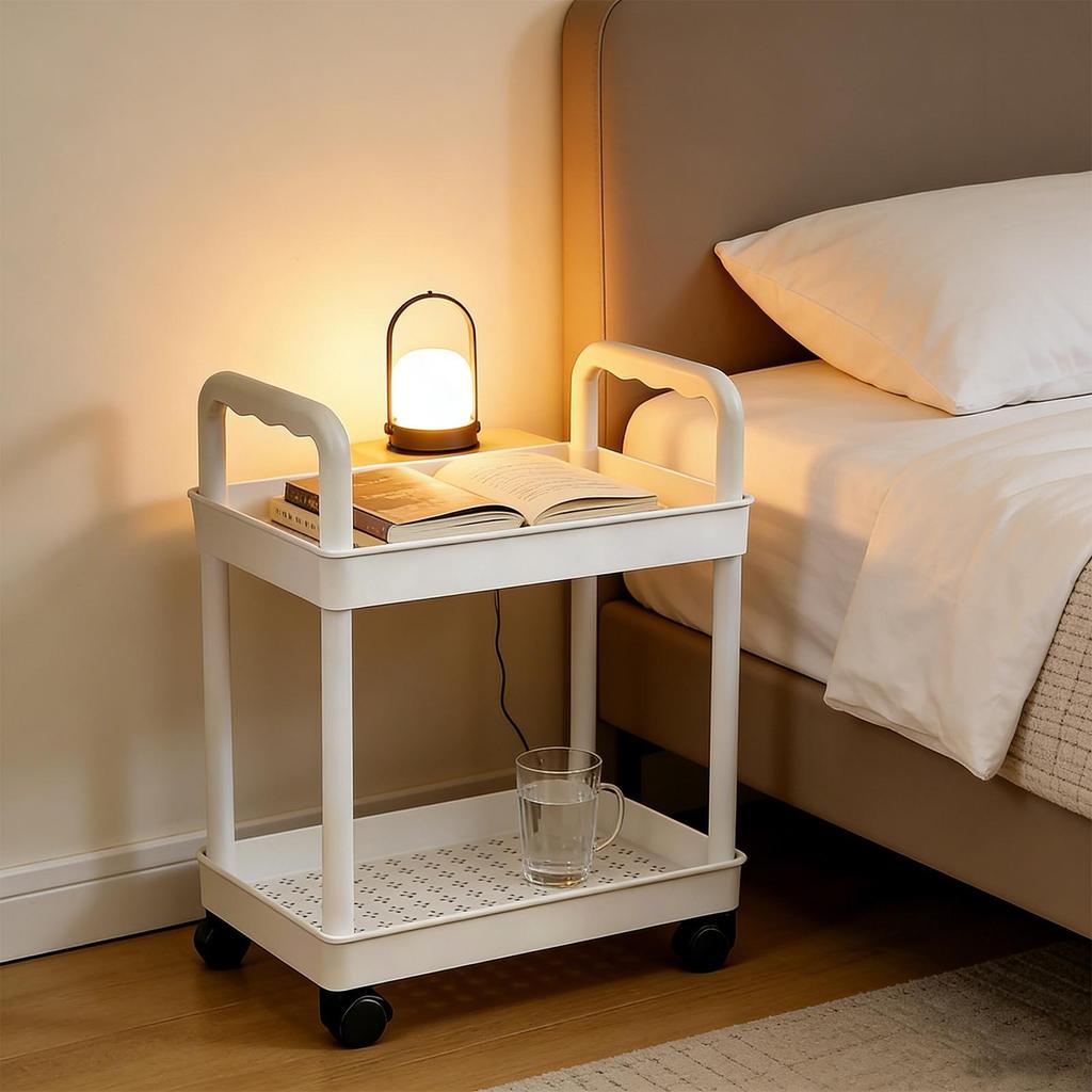 Carrello Portaoggetti a Rotelle 2 Piani Scaffale Mobile con Ruote Carrello Utilità per Casa Cucina Bagno Dispensa Lavanderia Garage Organizzazione