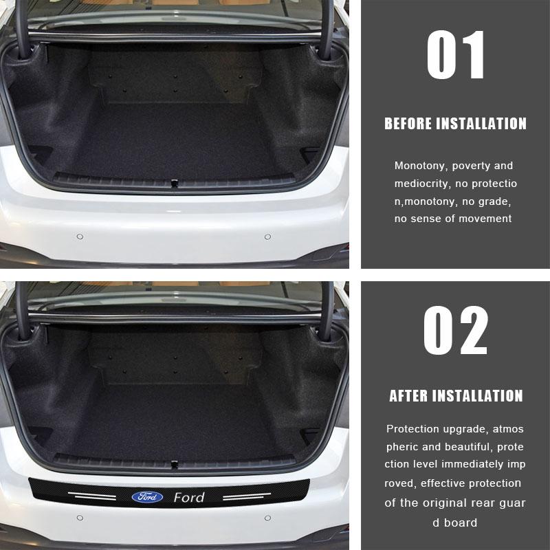 Carbon Fiber Car Trunk Rear Bumper 3D Sticker Guard Plate Protector For Ford Focus Mondeo Kuga Fiesta MK7 Escort Explorer Edge 2 4 MK2 MK4 Mustang