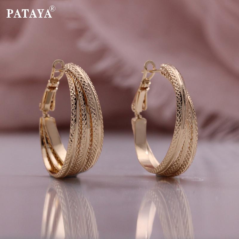 

PATAYA Уникальные женские серьги двух размеров, ручная работа, классические серьги-кольца, переплетенные из нескольких проволок 24