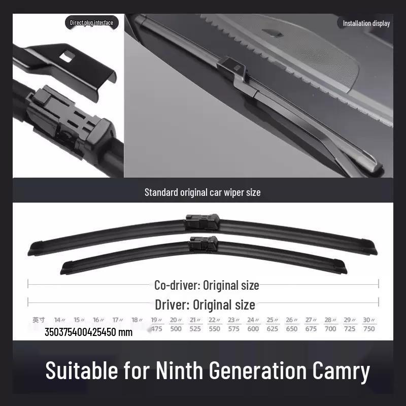 Toyota Camry 9th Gen Wiper Blades (2024-2025) - Frameless Silent Rubber Strip