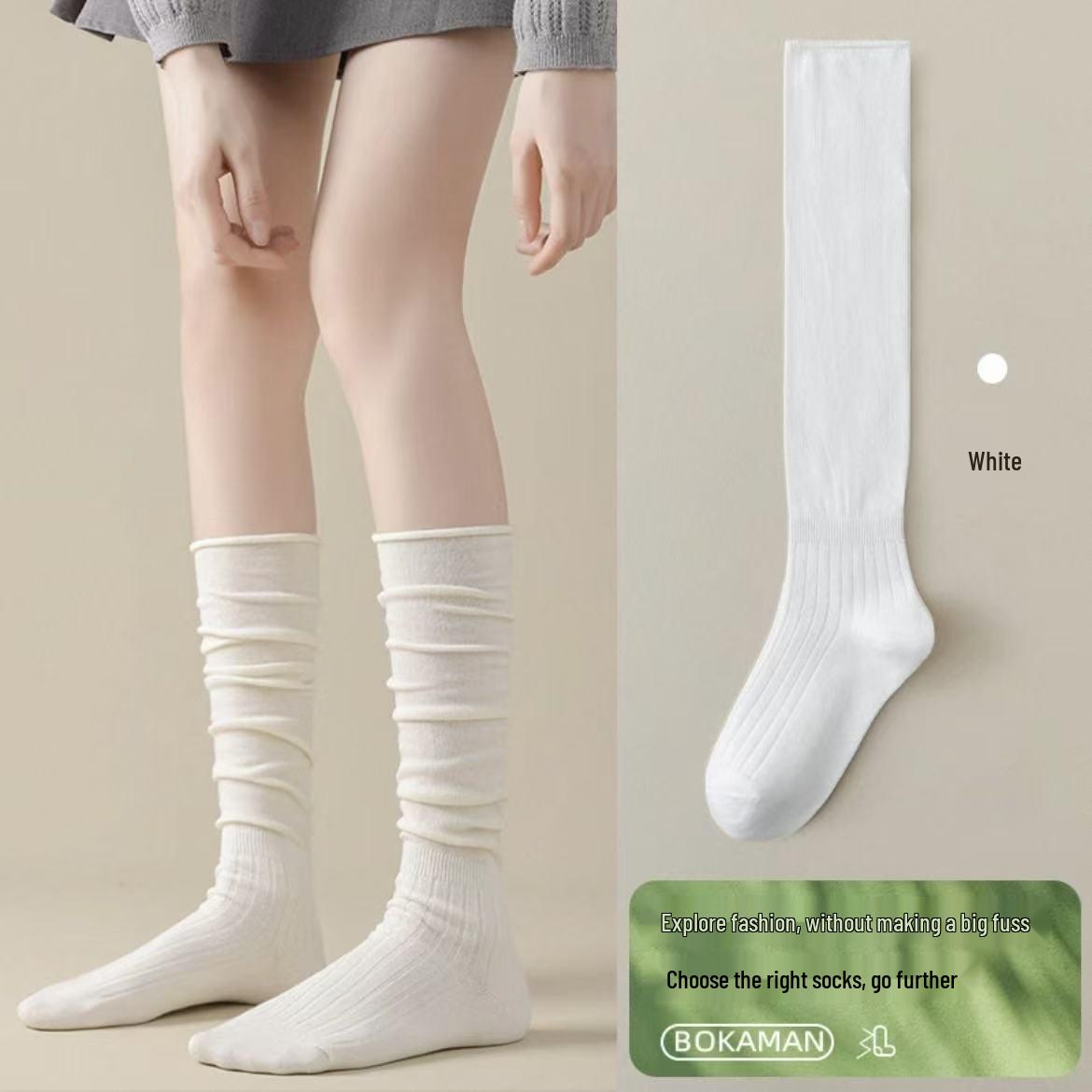 

Женские гольфы до колена в балетном стиле – Хлопковые носки-слиуч для весны, осени и зимы. Красивый стиль Miu для икр, подходящий для ботфортов. One Size белый