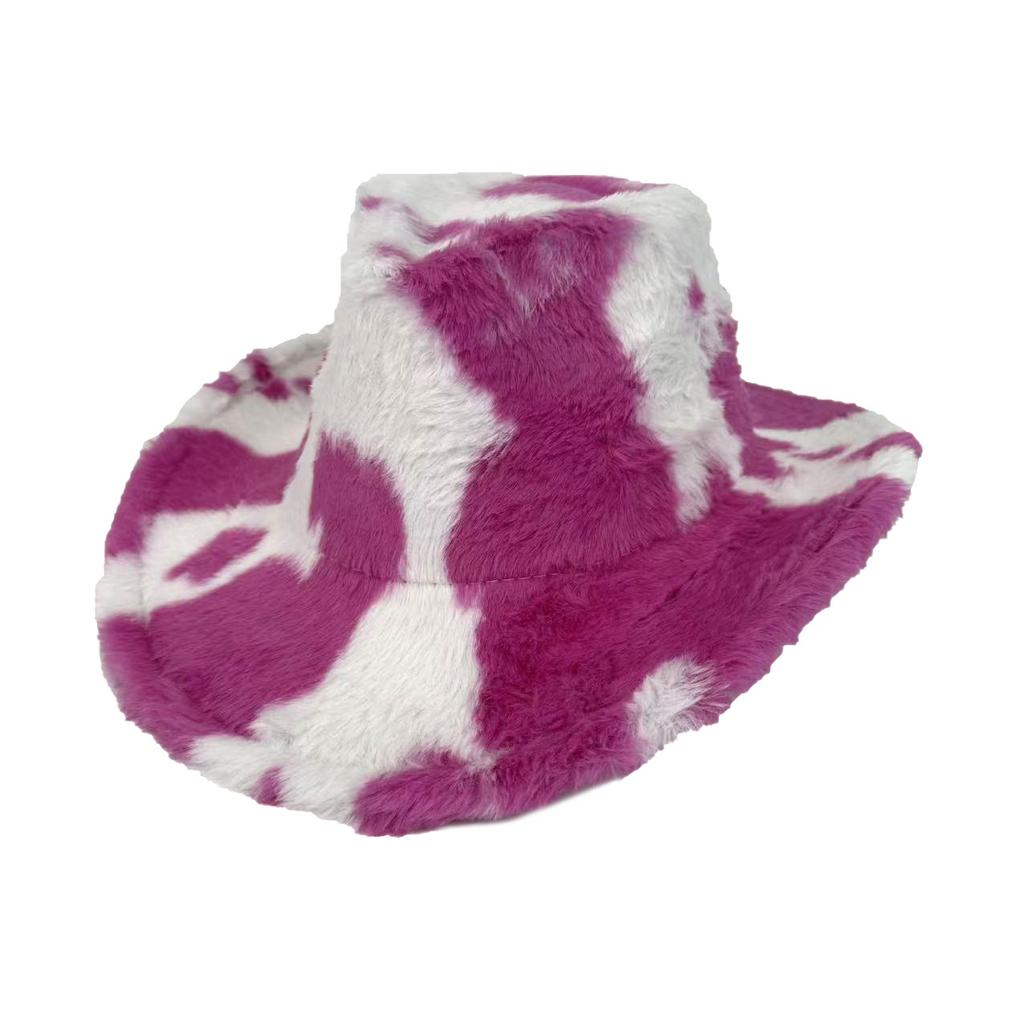 Autumn And Winter New Cow Western Cowboy Hat Fashion Plush Thickened Hat Thermal Top Hat For E-Commerce