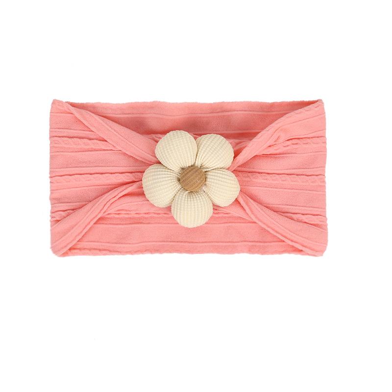 Children's Nylon Headband with Handmade Flowers - Wide, High Elasticity, Soft Jacquard Fabric
