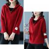 Knitted Hoodie Women's Spring and Autumn Solid-color Short Knitted Sweatshirt Hooded Zipper Sweater Cardigan Baseball Jacket
