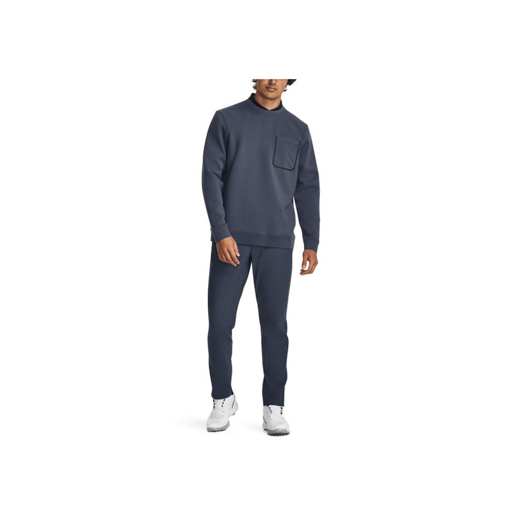 Under Armour Tour Tips Solid Color Crew Neck Golf Sweatshirt Men Sweatshirt Gray 1379735-044
