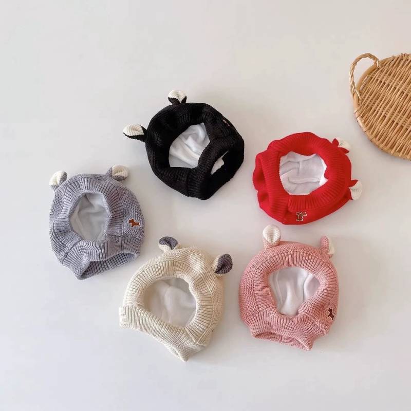 Baby Kids Knit Hat With Cute Dog And Bear Ears For Winter Warmth And Windproof Protection