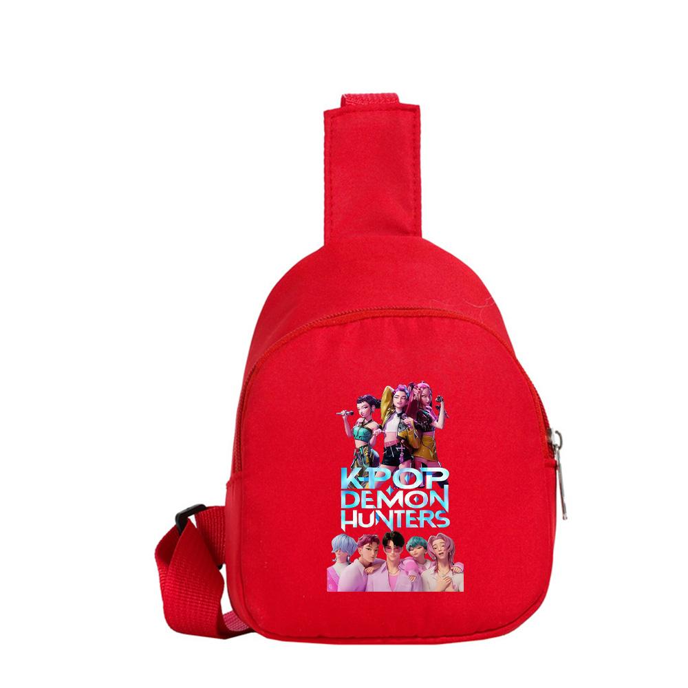 Anime Cartoon K-Pop Demon Hunters Printed Kawaii Chest Pack for Boy Girl Shoulder Bag Student Portable Crossbody Pouch Kid Gift