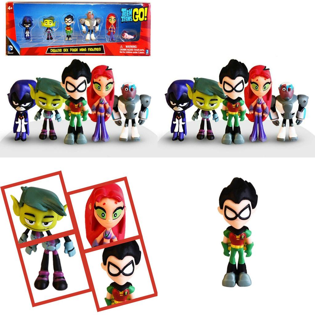 Vibrant Teen Titans Go Figure Set Featuring Robin Raven Beast Boy Starfire Collectibles