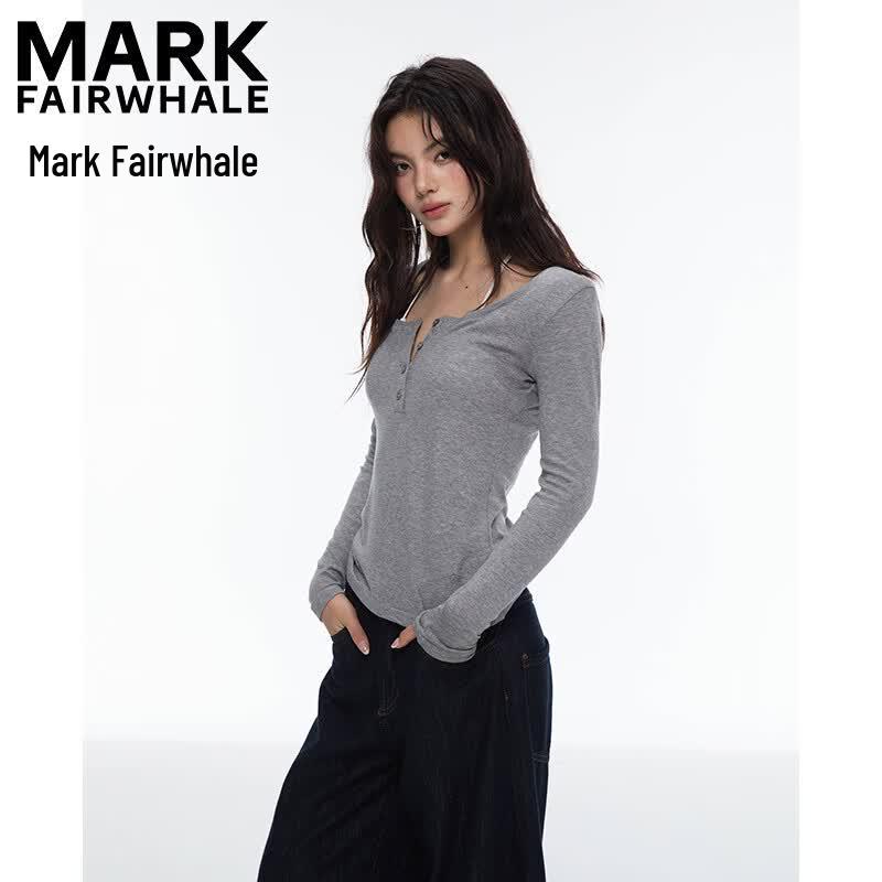 Mark Fairwhale Women's Henley Neck Long Sleeve T-Shirt