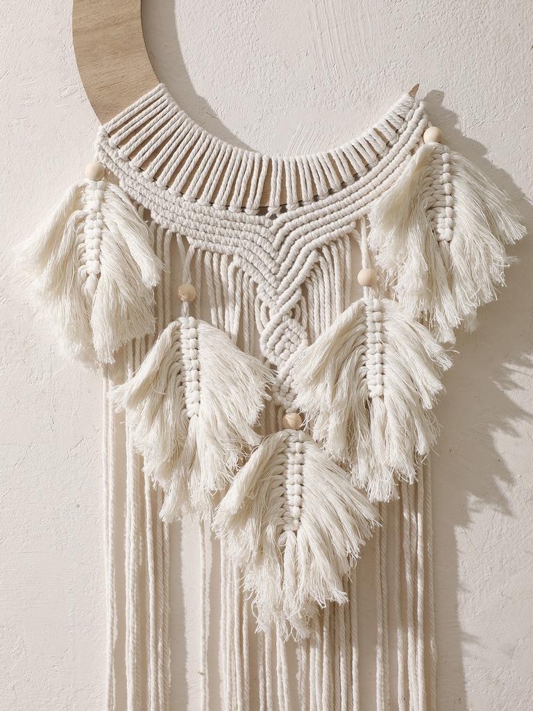 Handwoven Tapestry with 5 Tassels leaf Boho Bedroom Living Room Wall Decor Home Decor Children's Room Nursery Hanging Ornaments
