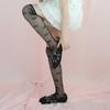 Ribbon Pattern Over-the-knee Socks (black)