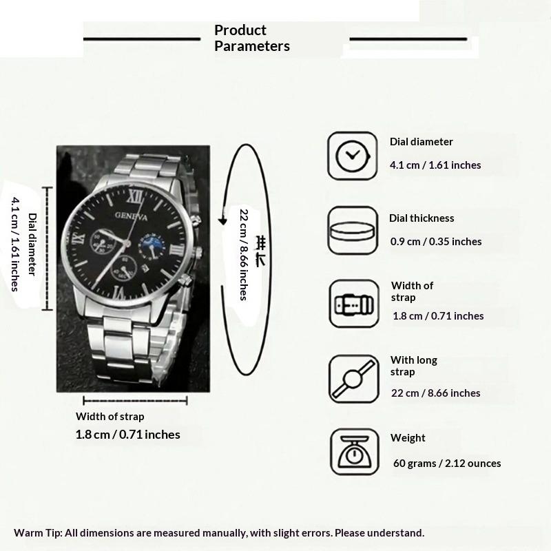 Watch Men's Roman Face Quartz Watch Business Premium Watch Accessories Set