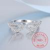 Anillo de Ala de Ángel de Plata de Ley 925 - Elegante Anillo Meñique con Circonita Rosa para Mujeres y Hombres Joyería Delicada para Bodas y Fiestas