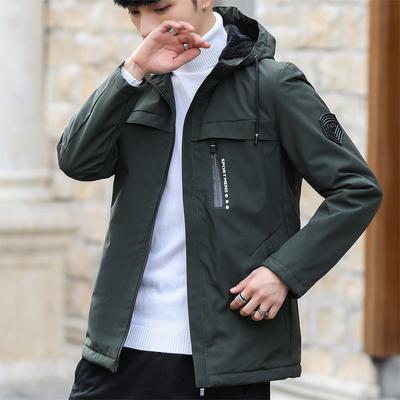 Spring and Autumn Coat Men's Jacket Hooded Casual Clothes Men's Velvet Middle-aged and Young Men's Trench Coat Medium and Long