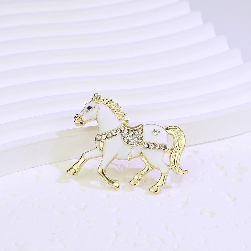 Creative Rhinestone Drip Glaze Little Horse Brooch - Exquisite Lapel Pin for Suit Coats