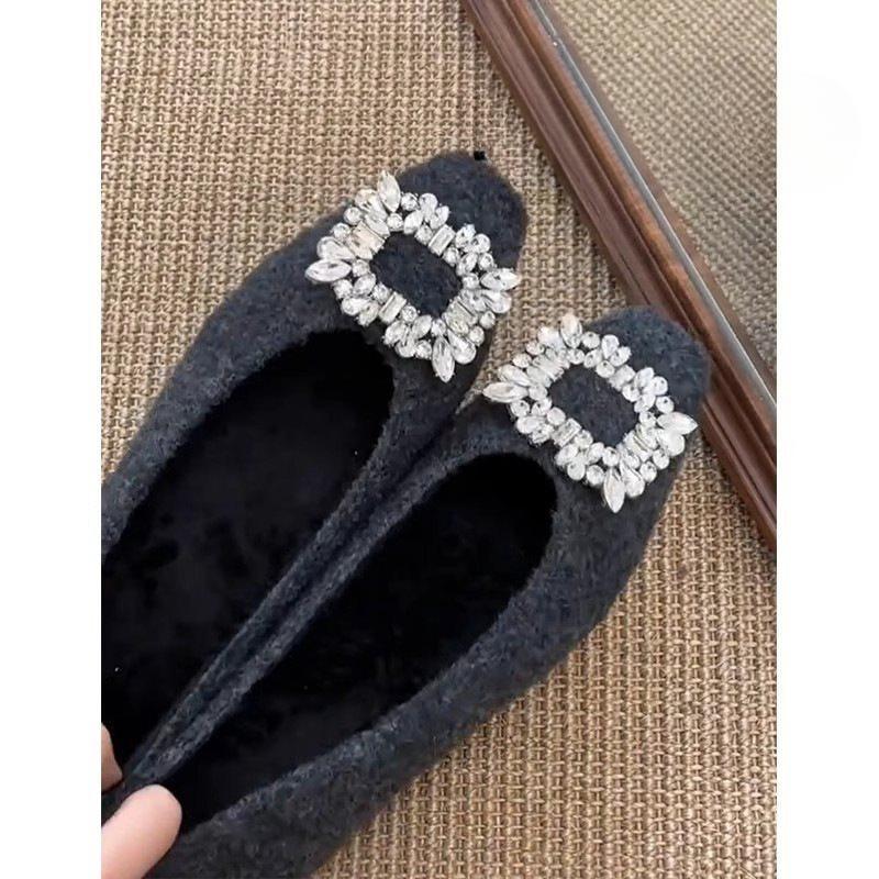 New Style Platform Square-toe Women's Shoes with Light Water Droplet Rhinestones