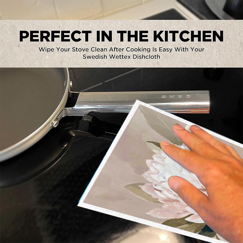 6 szt. Białe Kwiaty Nadruk Szwedzkie Ścierki do Naczyń Ekologiczne Kuchenne Ścierki do Naczyń Chłonne Ręczniki do Naczyń Wielokrotnego Użytku Zmywalne Ścierki do Czyszczenia