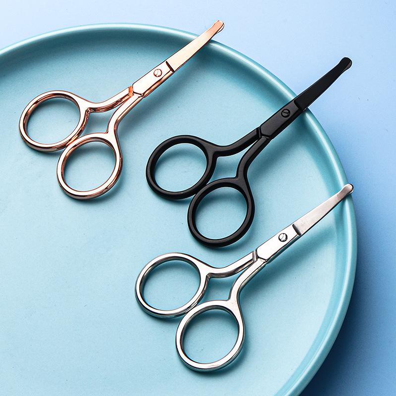 Stainless Steel Manual Round Head Nose Hair Small Scissors Trimmer Beauty Eyebrow Trimmer Beauty Eyelashes Do Not Hurt The