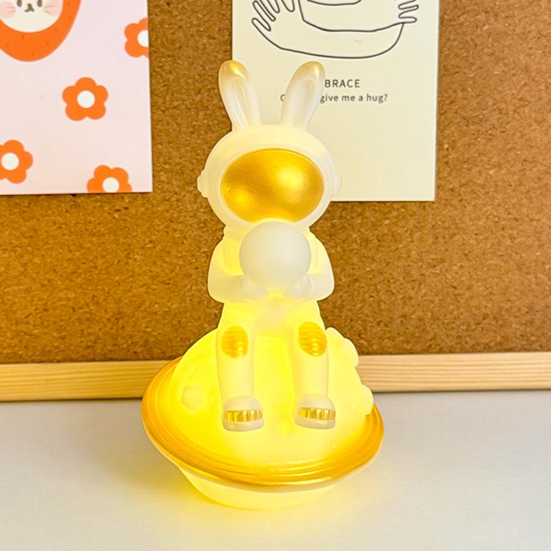 Cartoon Space Rabbit Night Light Bedroom Bedside Lamp Children's Luminous Toy and Small Figurine