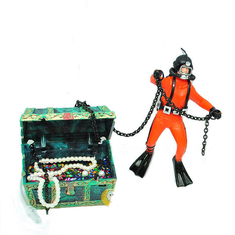Frogman Diver Treasure Chest Shaped Action Air Ornament Fish Tank Aquarium Decor Frogman Diver Treasure Chest Shaped Action Air Ornament Fish Tank Aquarium Decor