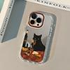 Fashionable Red Wine Cat Mirror Phone Case For iPhone 17 Pro Max Cases 7 8 15 14 16 Plus 13 12 11 Pro X XS XR 16E 17 Air Cover