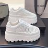 Women's Low Cut Breathable Hollow Out Sneakers Summer Fashion Casual Shoes Thick Bottom Lightweight Versatile Plain Color