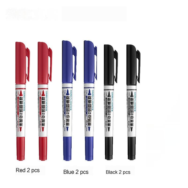 

6/12Pc box High Quality Waterproof Permanent Marker Pen Dual Tip 0.5/1.0MM Quick Dry Art Marker Student School Office Stationery