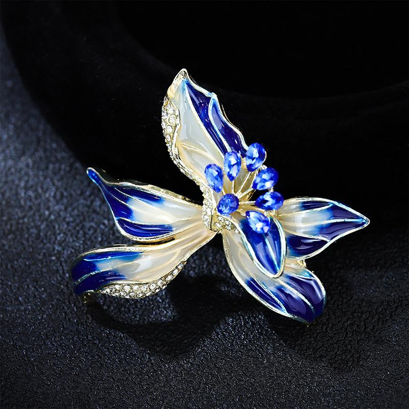 Fashion Temperament Enamel Iris Flower Brooches For Women Clothing Coat Jewelry Accessries
