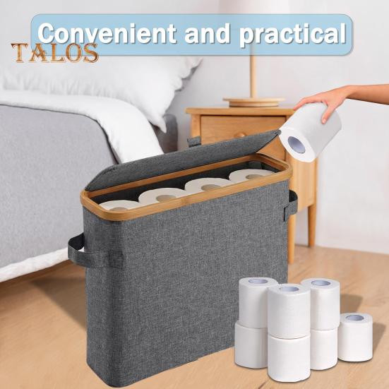 Cestino portaoggetti per carta igienica, grande capacità, impermeabile, multiuso, facile da installare, organizer per carta igienica con coperchio