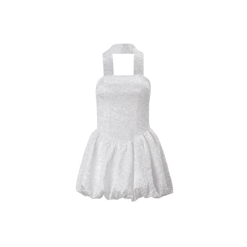 Women's Autumn New Fashion French Sexy Tube Top Dress Streamer Waist Puffy Skirt