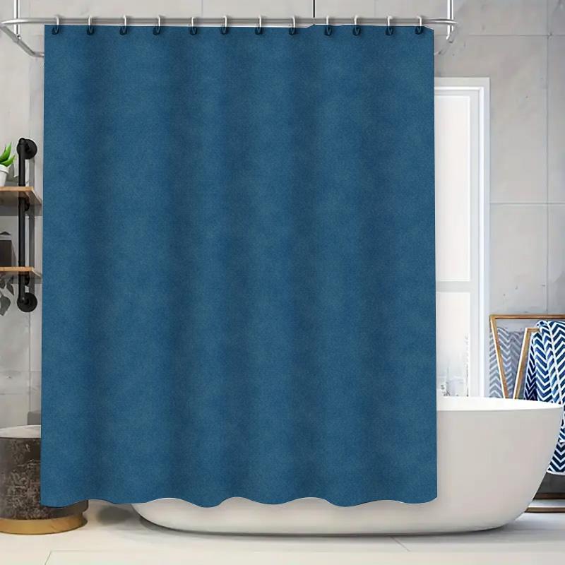 

Luxury Bath Shower Curtain Dark Blue Suede Fabric Premium Waterproof Bathroom Decor Heavy Duty Hooks Included (180X243Cm) 120x180cm
