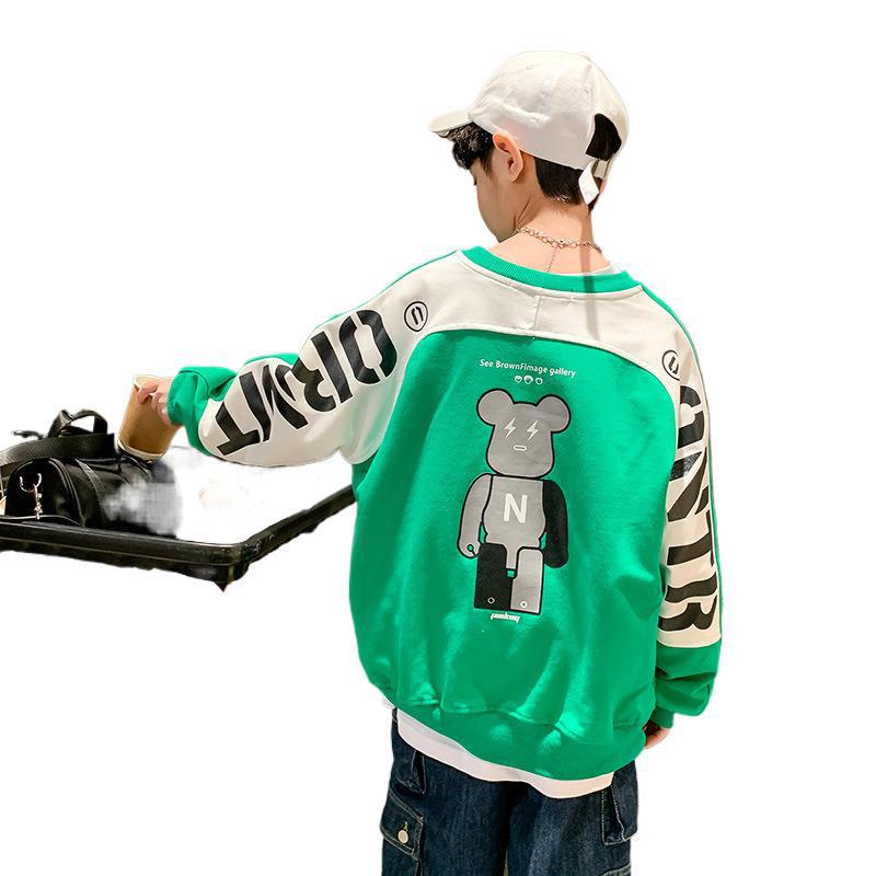 Chłopięca bluza w stylu streetowym na wiosnę 2024 dla dzieci - Modny top dla chłopców w średnim i dużym wieku