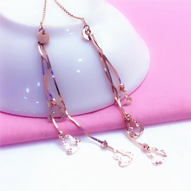 Exquisite Russian 585 Purple Gold Fringed Snake Bone Gourd Earrings Fashion Temperament Colored Gold Plated Rose Gold Earrings