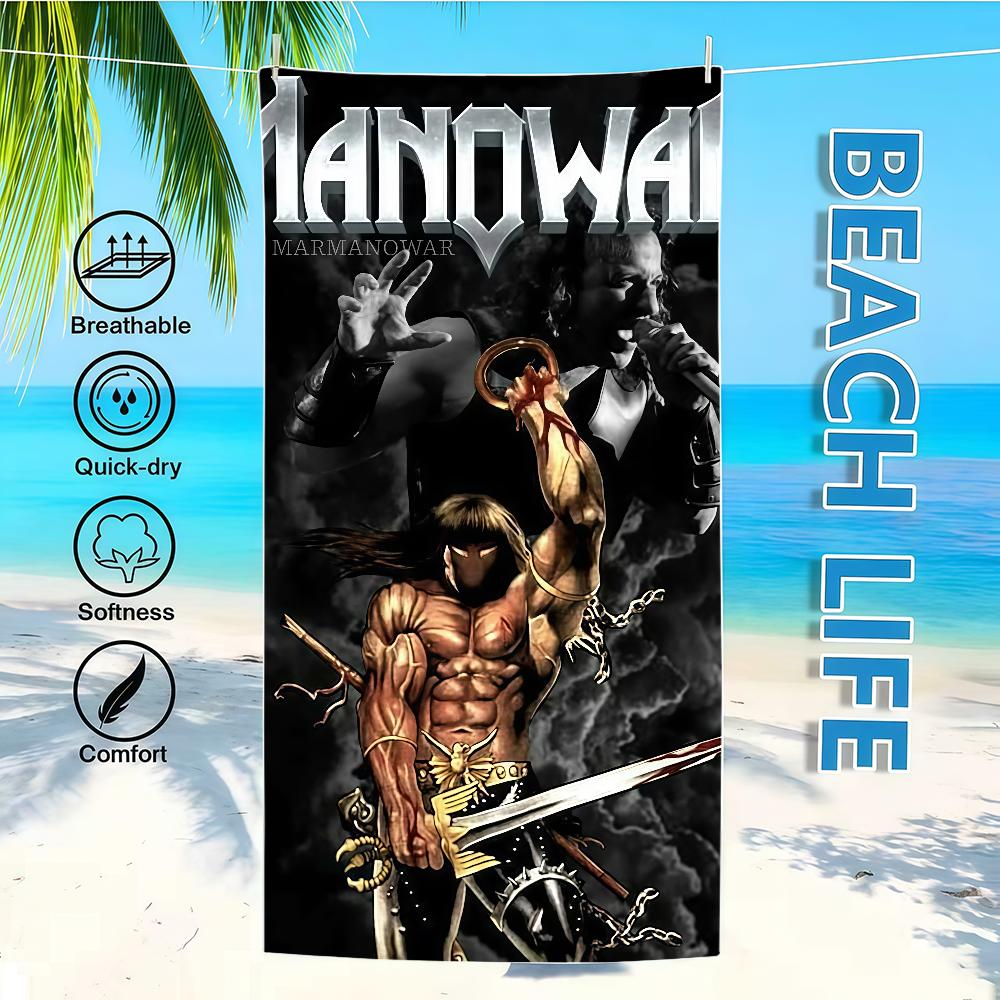 Handdoek M-Manowar Textiel Badjas Strand Sneldrogend Lichtgewicht Rock Draagbaar Kamperen Zwem Band Zwembad Reizen
